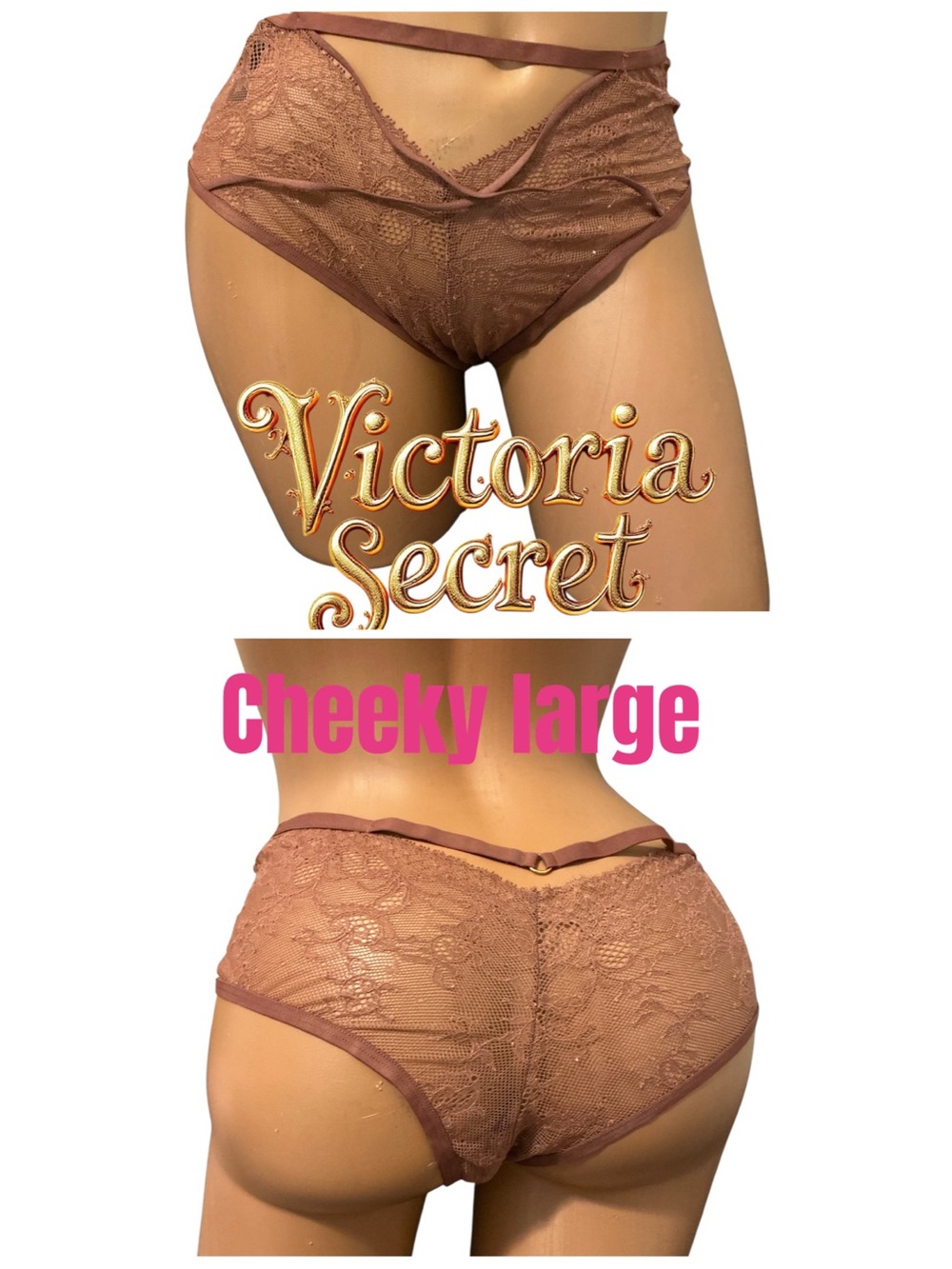 Victoria's Secret Lace Cheeky Bikini Panty - Brown